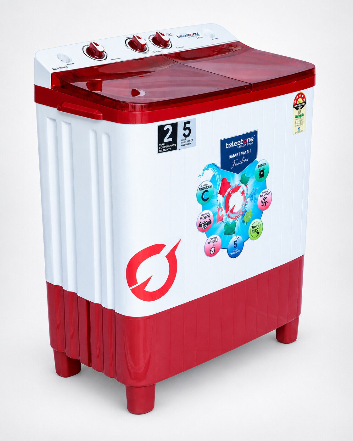 Aqua 7.0 kg Semi-Automatic Washing Machine — Red — view 3